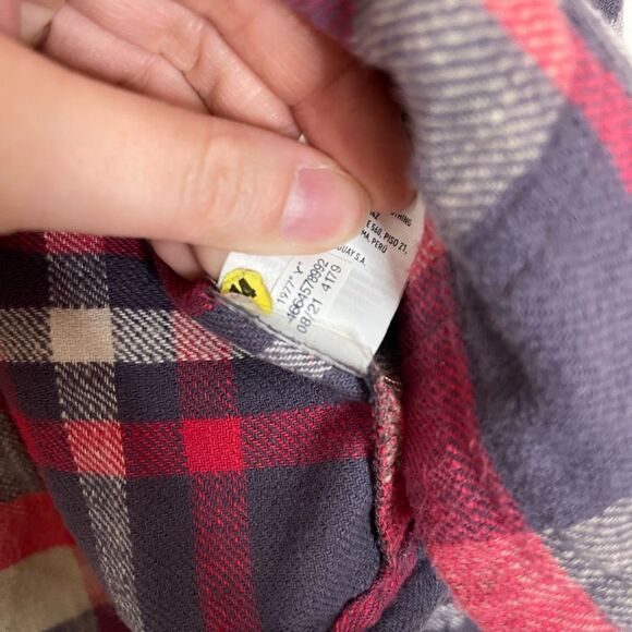 American Eagle Plaid Pink Cropped Hooded Flannel Size Small NWT - Picture 7 of 10